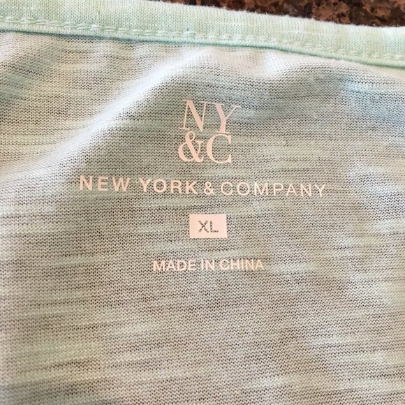 Turquoise Shirt New York and Co  XL Blouse Top  Burnout Rhinestones u - Picture 4 of 5